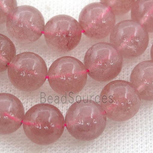 pink Strawberry Quartz Beads, round