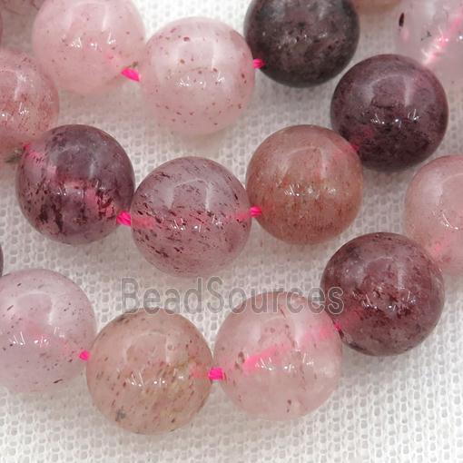 pink Strawberry Quartz Beads, round