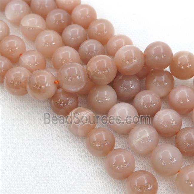 peach MoonStone Beads, round, A-grade