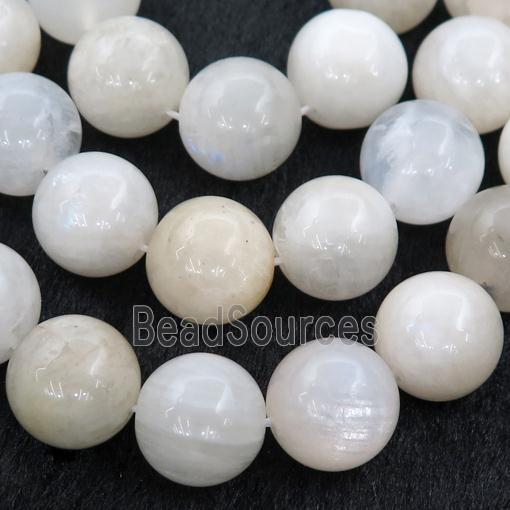 white MoonStone Beads, round, AB-grade