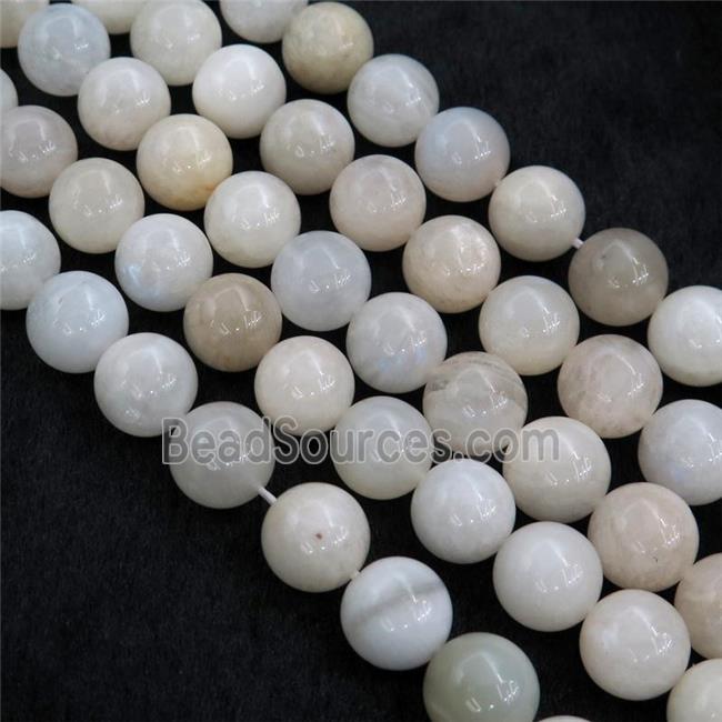 white MoonStone Beads, round, AB-grade