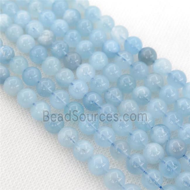 round Aquamarine Beads, blue treated