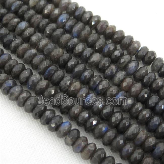 black Labradorite Beads, faceted rondelle