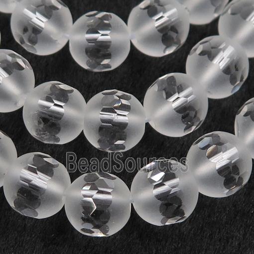 Natural Clear Quartz Beads Faceted Round Matte