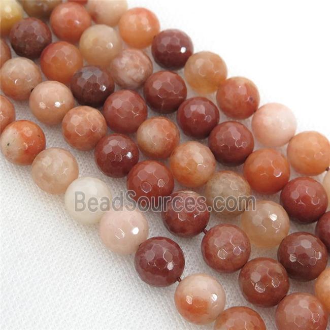 red Carnelian Agate Beads, faceted round