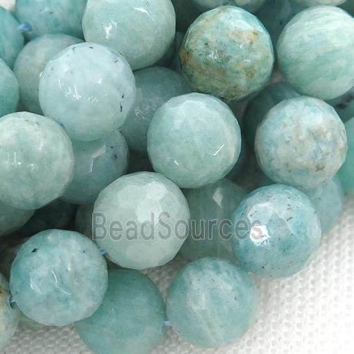 green Amazonite Beads, faceted round