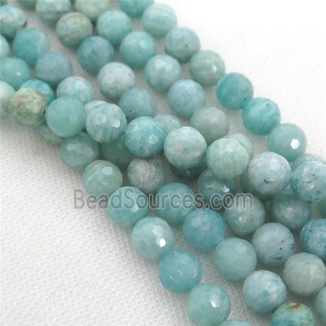 green Amazonite Beads, faceted round