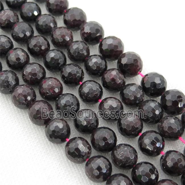 Natural Garnet Beads Faceted Round