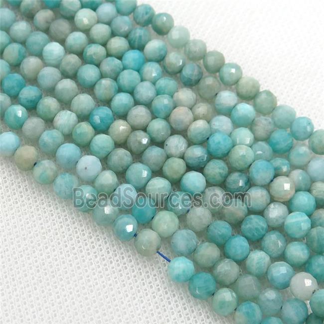 green Amazonite Beads, faceted round