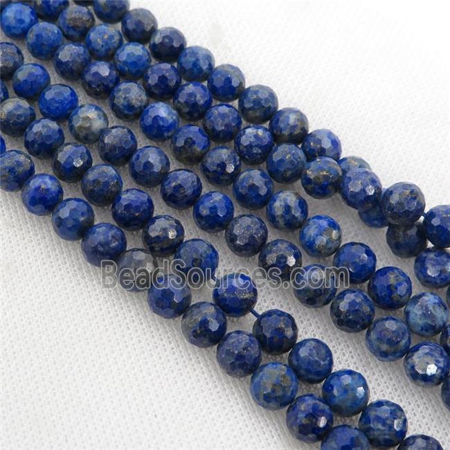 blue Lapis Lazuli Beads faceted round Lazurite