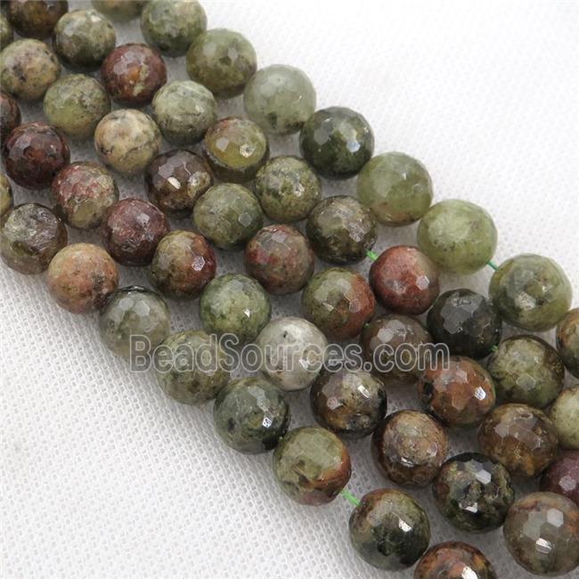 green Garnet Beads, faceted round