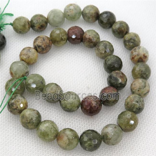 green Garnet Beads, faceted round