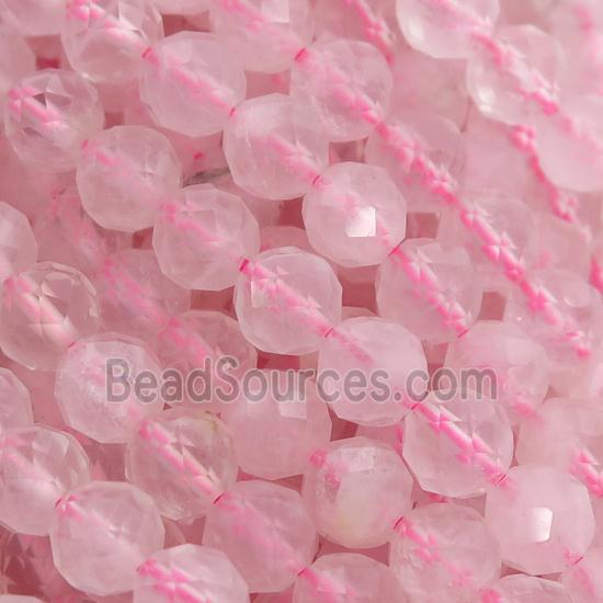 Rose Quartz Beads, faceted round, pink