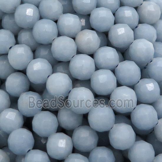 blue Angelite Beads, faceted round