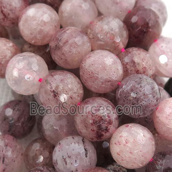 Strawberry Quartz Beads, faceted round