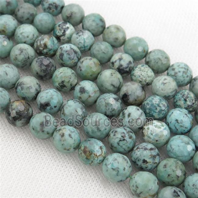 green African Turquoise Beads, faceted round