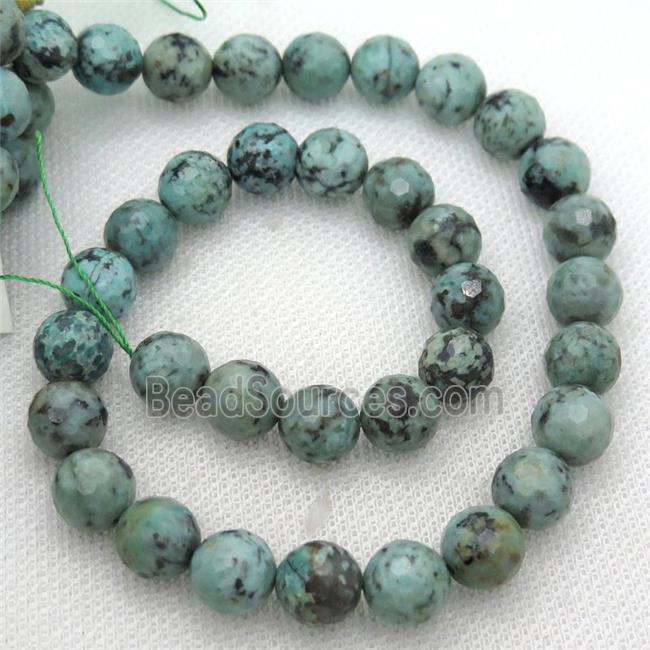 green African Turquoise Beads, faceted round