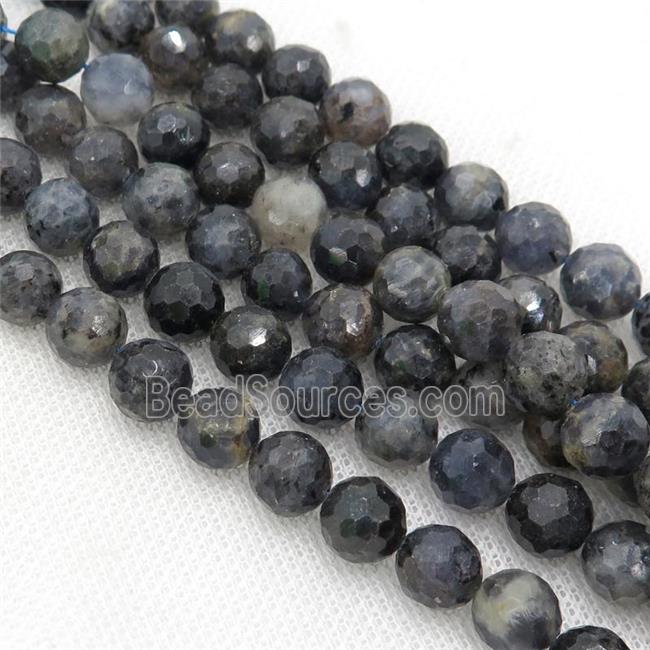 Iolite Beads, faceted round, B-grade, inkblue