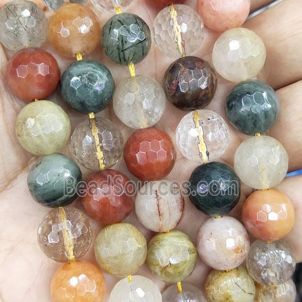 mix Rutilated Quartz Beads, faceted round