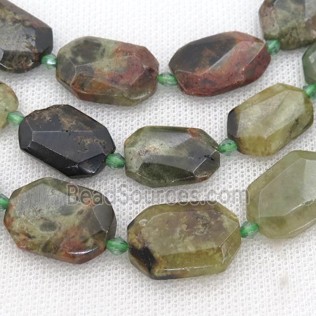 green Garnet Beads, faceted rectangle