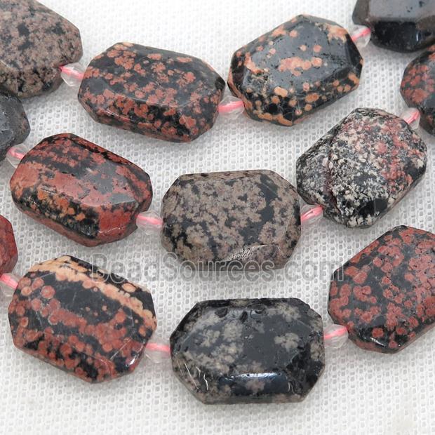 red Snowflake Jasper Beads, faceted rectangle