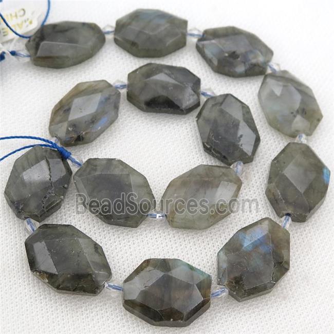 Labradorite Beads, faceted rectangle