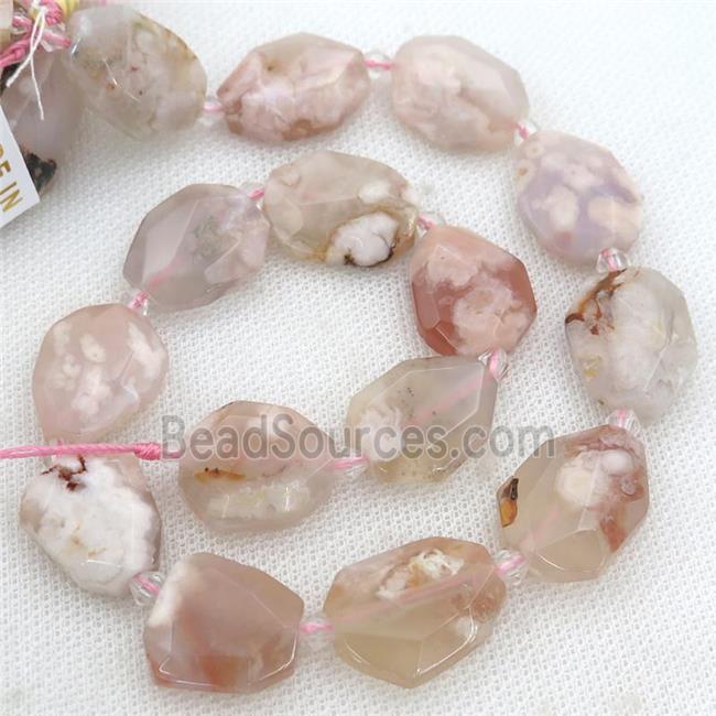 Cherry Agate Beads, faceted rectangle