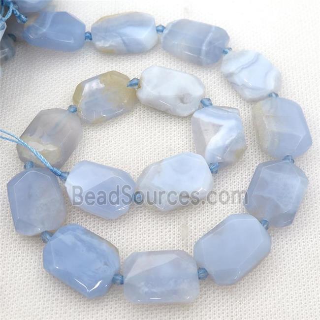 blue Lace Agate Beads, faceted rectangle