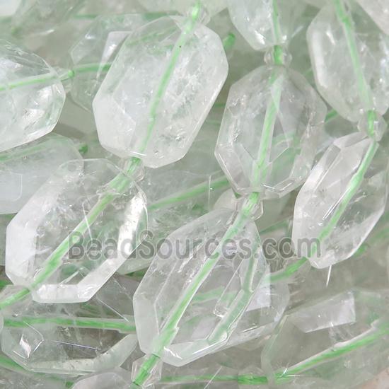 Green Quartz Beads, faceted rectangle