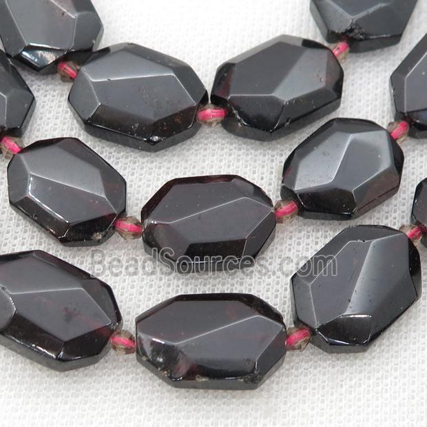 Garnet Beads, faceted rectangle