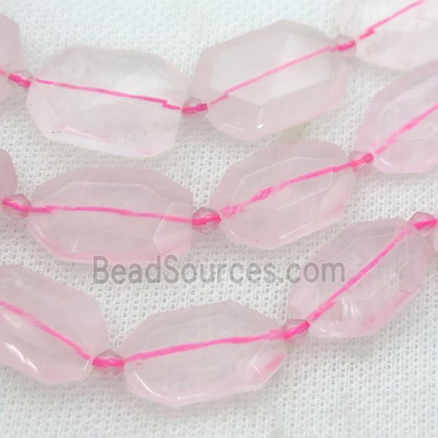 Rose Quartz Beads, faceted rectangle