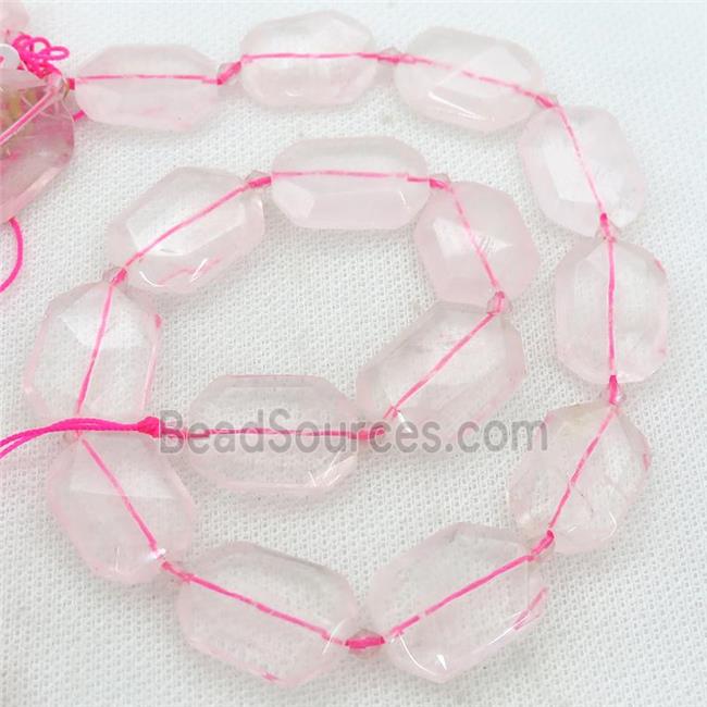 Rose Quartz Beads, faceted rectangle