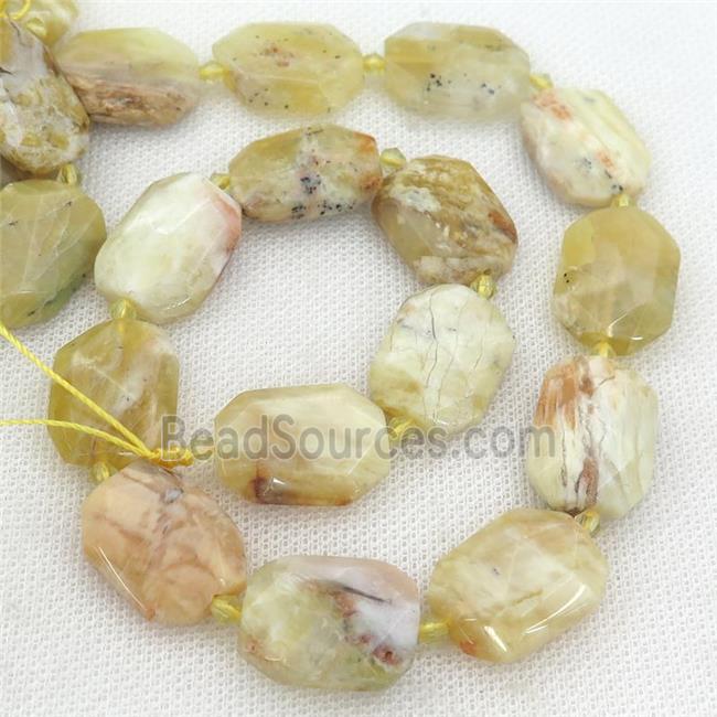 yellow Opal Beads, faceted rectangle