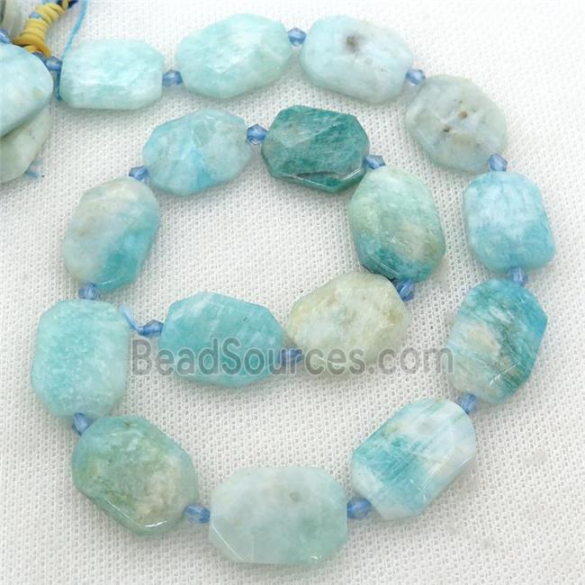 green Amazonite Beads, faceted rectangle