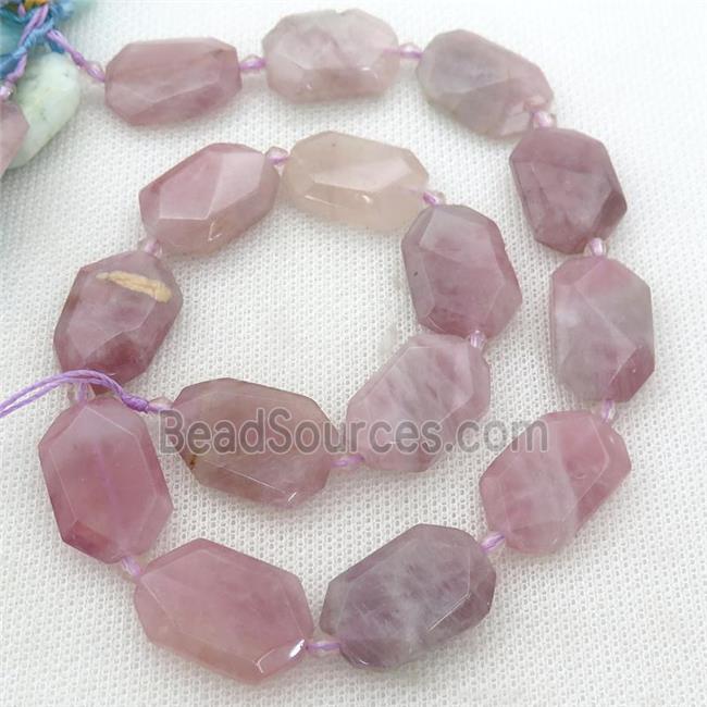 Madagascar Rose Quartz Beads, faceted rectangle