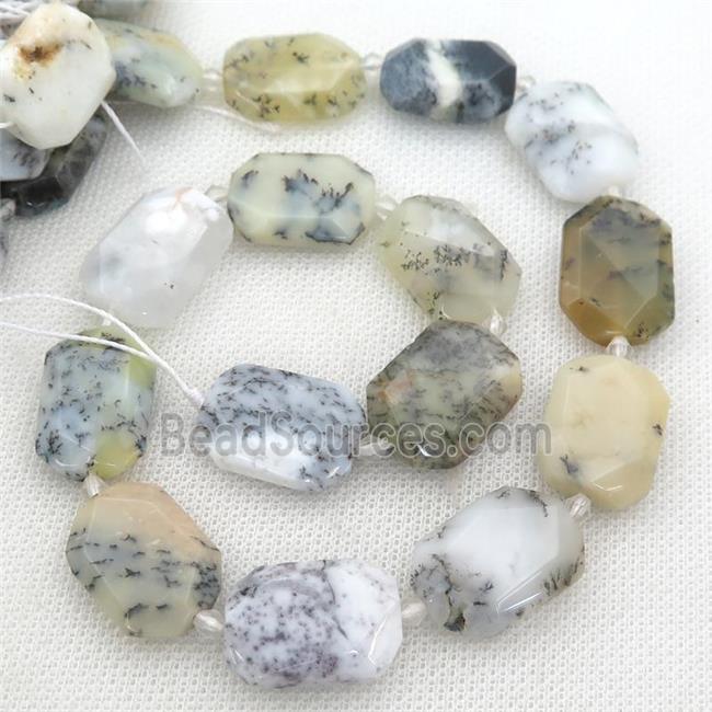 white Moss Opal Beads, faceted rectangle