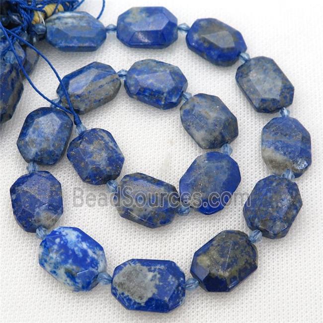 blue Lapis Lazuli Beads, faceted rectangle