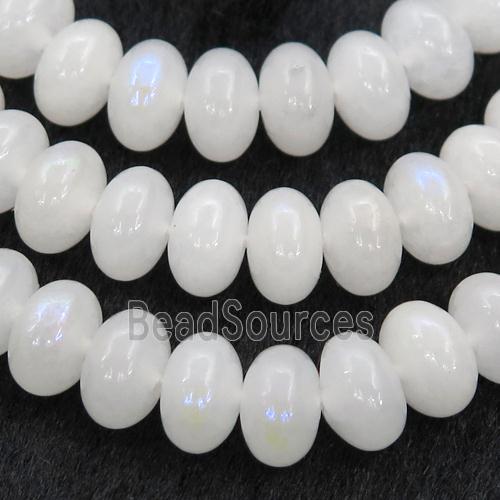 white MoonStone rondelle Beads, electroplated