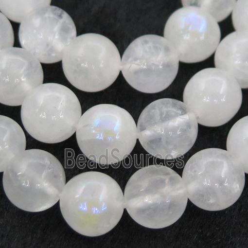 white MoonStone Beads, round, electroplated