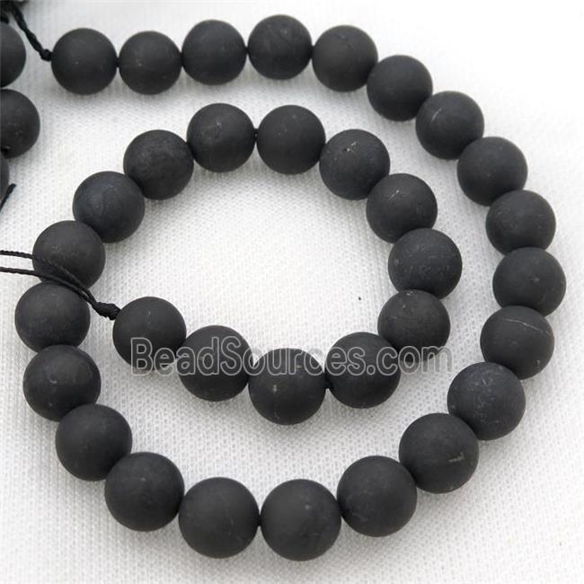 black Shungite Beads, matte, round