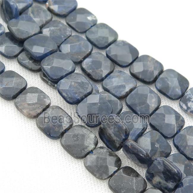 blue Sodalite Beads, faceted square