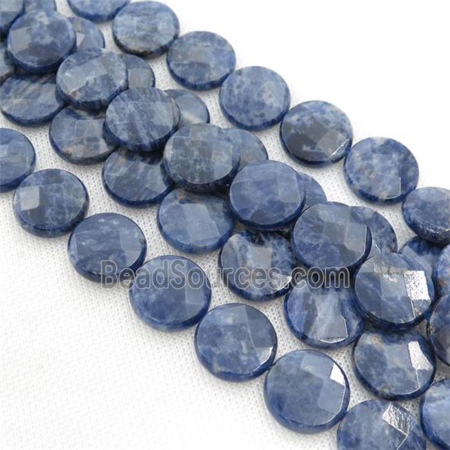 blue Sodalite Beads, faceted circle