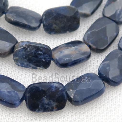 blue Sodalite Beads, faceted rectangle