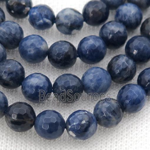 blue Sodalite Beads, faceted round