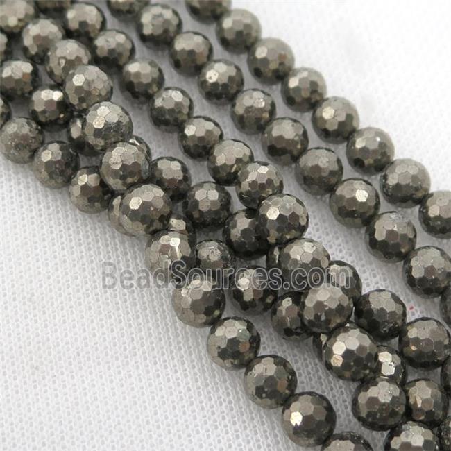 faceted round Pyrite Beads