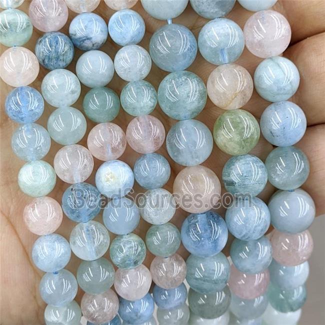 Natural Morganite Beads Smooth Round Blue