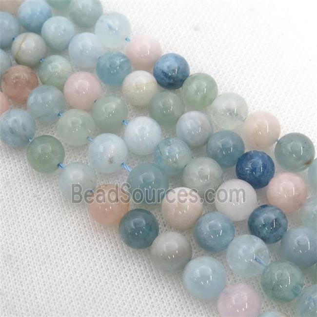 Natural Morganite Beads Smooth Round Blue