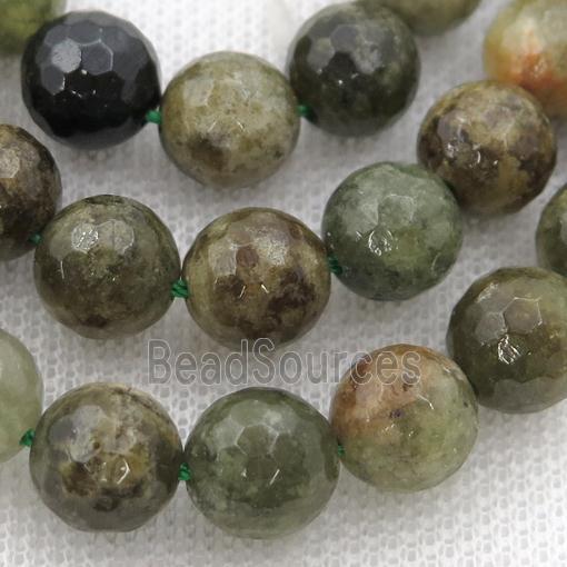 green Garnet Beads, faceted round