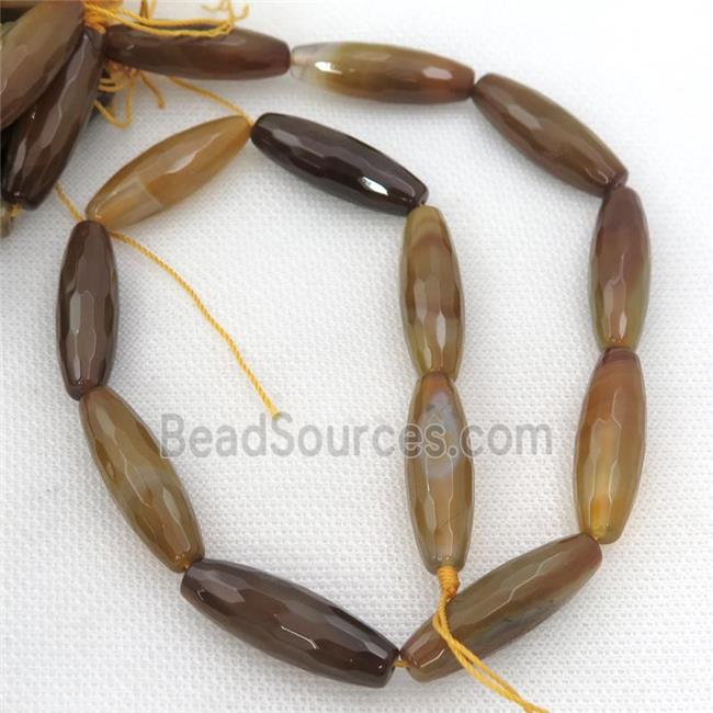 natural Agate Beads, faceted rice