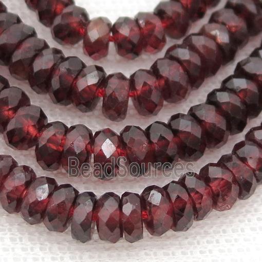 Red Garnet Beads, faceted rondelle